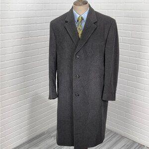 Jos A Bank Coat Mens 50 Gray Black Herringbone Over Dress Classic Career